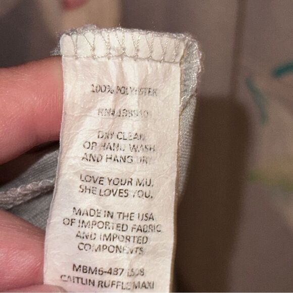 Show Me Your MuMu Caitlin Ruffle Maxi Dress in Lily Showers Gray Size Medium - Picture 8 of 11